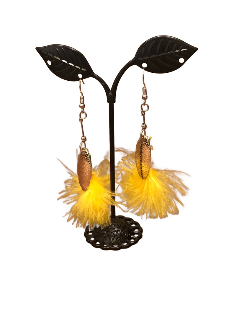 drop earrings fishing lures Black Long black earrings with a frosted earwire Wholesale Fishing lure Earrings Blue